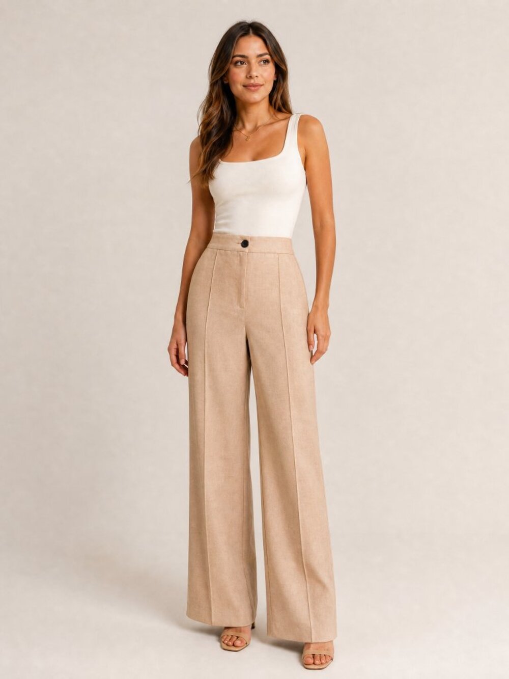 BERKSHA NWOT Camel Tan Wide Leg Tailored Trousers High Rise Corporate Chic US 8